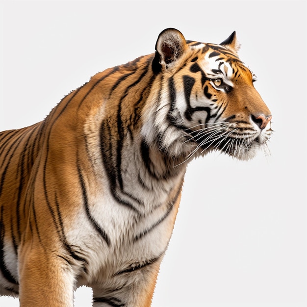 big lion on white background