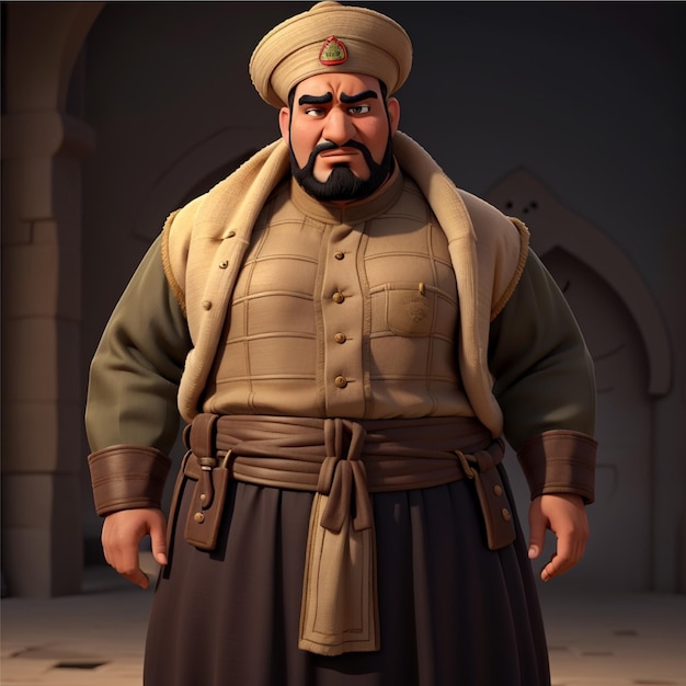 A big man dressed in old Arab clothes