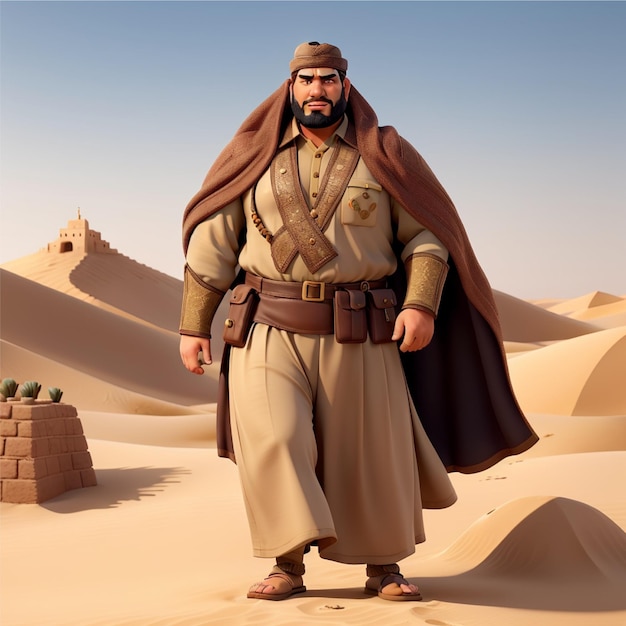 古いアラブの服を着た大きな男
