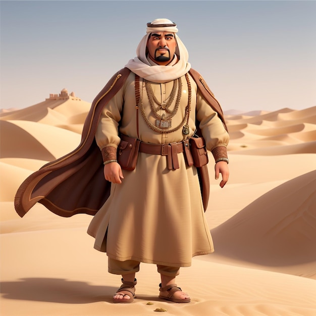 A big man dressed in old Arab clothes