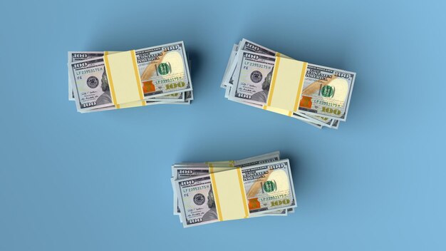 Big money stacks from dollars isolated on white background Dollar finance conceptual