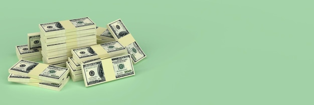 Big money stacks from dollars with blank copy space backgrounds. Finance conceptual