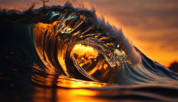 Big ocean waves close up