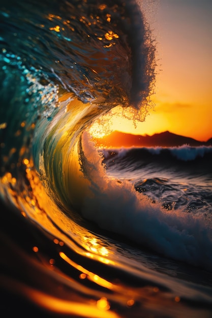 Big ocean waves close up