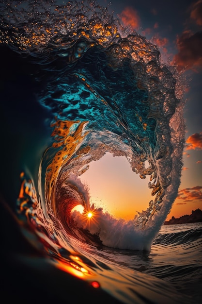 Big ocean waves close up
