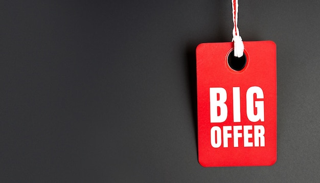 big offer label tag badge for discount banner on black background