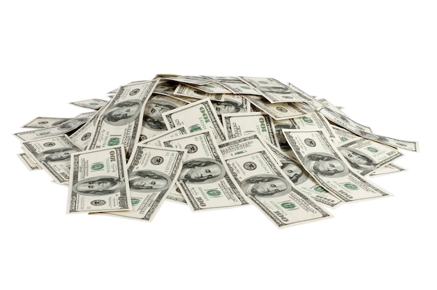 Big pile of money isolated on white