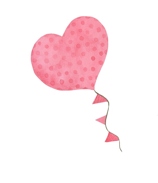 Big pink heart kite watercolor