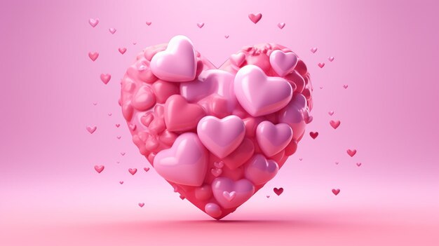 A big pink heart made of lots of little hearts generative AI