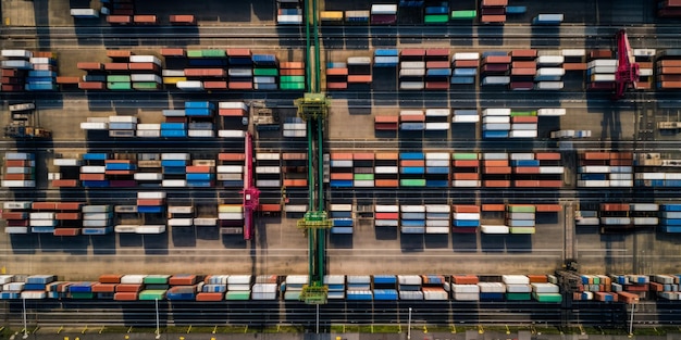 Photo big port containers aerial view container ships business logistics generative ai