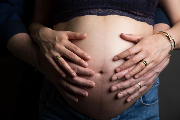 Photo big pregnant belly child bearing motherhood
