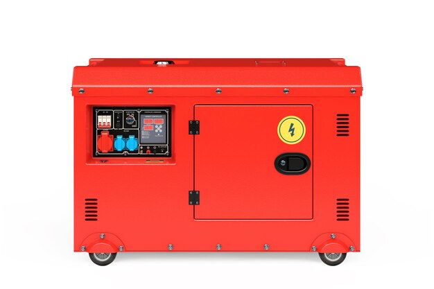 Big Red Outside Auxiliary Electric Power Generator Diesel Unit for Emergency Use 3d Rendering