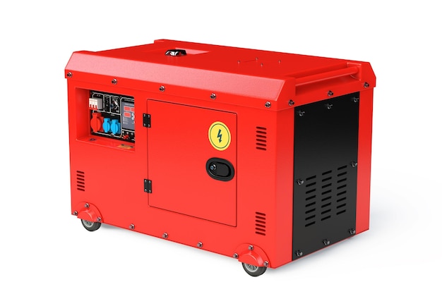 Big Red Outside Auxiliary Electric Power Generator Diesel Unit voor gebruik in noodgevallen 3D-rendering