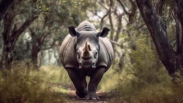 写真 自然の生息地にいる大きなサイ 野生動物の写真