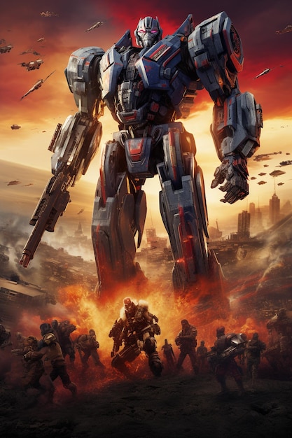 Big robot transformer paint style poster