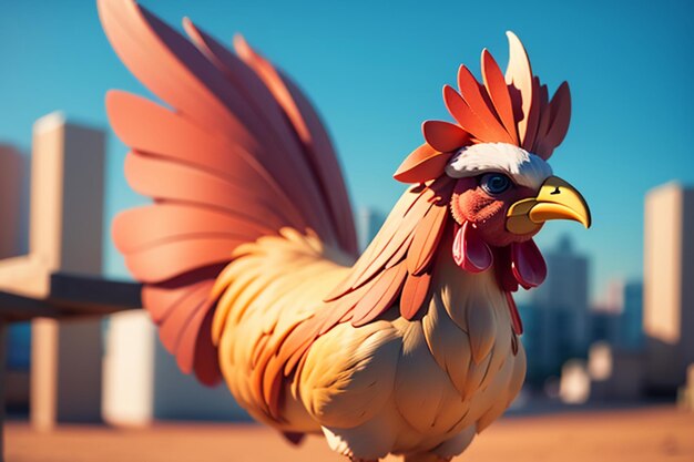 Big rooster crowing gorgeous feather cockscomb wallpaper rural life poultry animal background