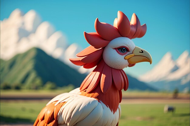 Big rooster crowing gorgeous feather cockscomb wallpaper rural life poultry animal background