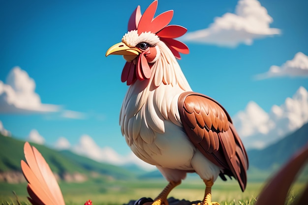 Big rooster crowing gorgeous feather cockscomb wallpaper rural life poultry animal background