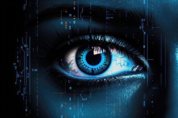 Big Safe Deposit Biometric Authentication Eye Scanning Blue Black