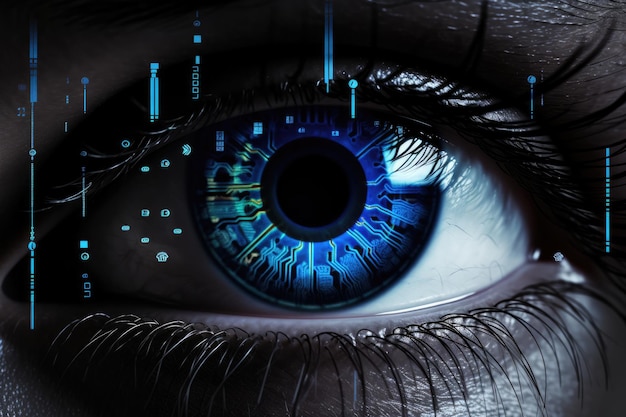 Big Safe Deposit Biometric Authentication Eye Scanning Blue Black