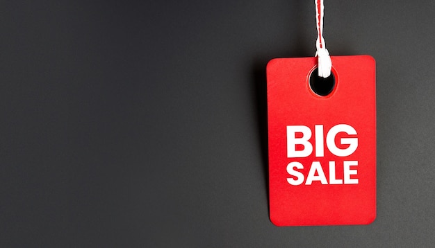 big sale label tag badge for discount banner on black background