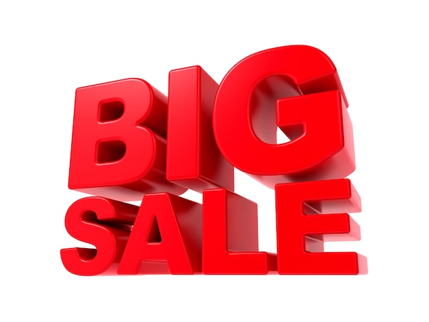 Big Sale - Red 3D Text. Isolated on White Background.