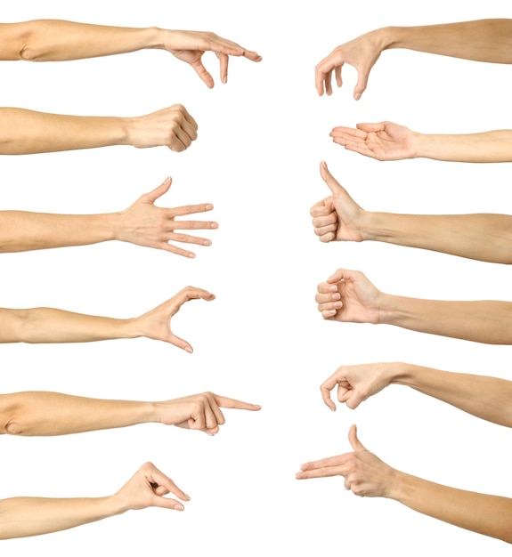 big set of womans hand gesturing isolated on white