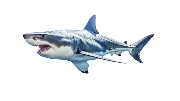 Big shark isolated on transparent white fear isolated on white background