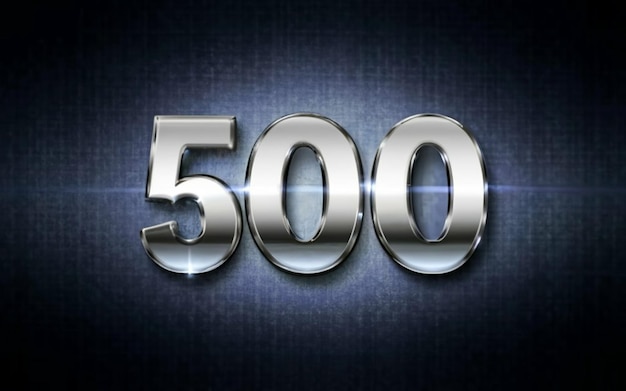 Foto big silver number 500 with dark blue gradient background