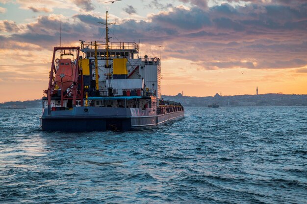 Big size freighter ship in Istanbul Bosporus