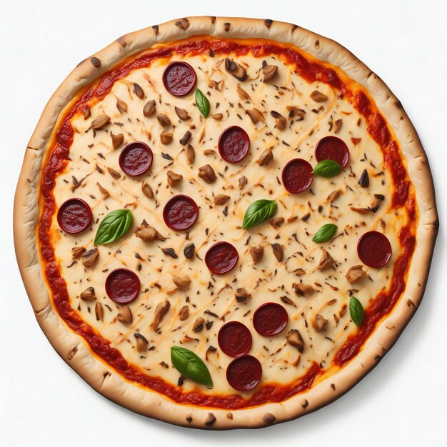 big size pizza in white background