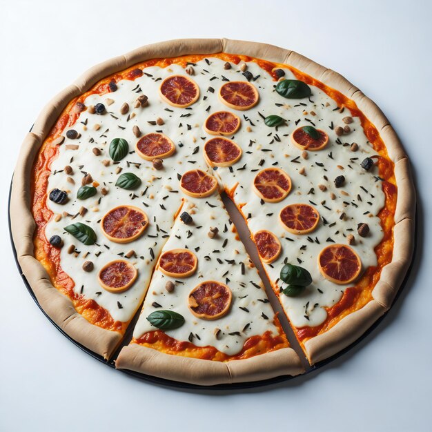 big size pizza in white background