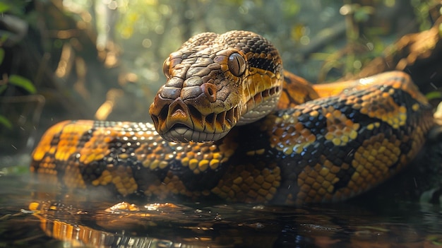 A big size Timor python snake close up Generated AI photo