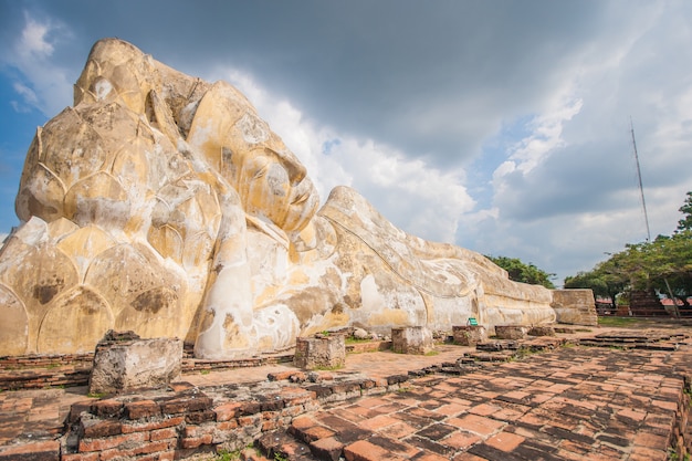 Big sleeping buddha at wat Lokaya Suttharam in Thailand.