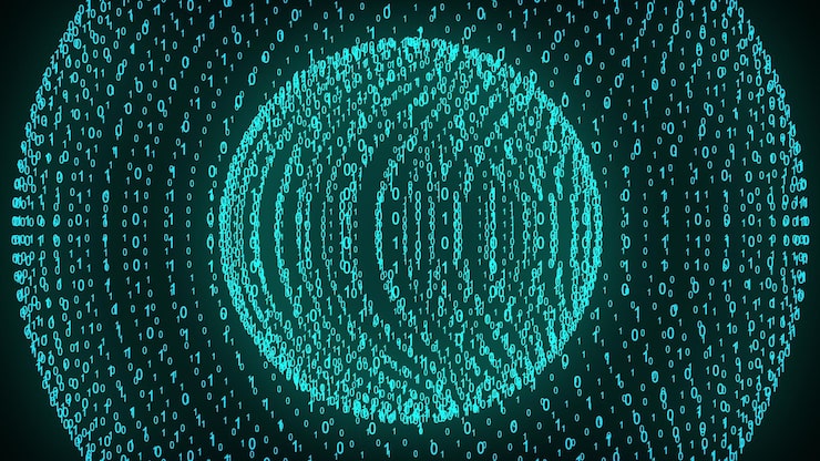 Photo big and small binary number spheres computer generated 3d rendering of binary code background with numbers abstract elements