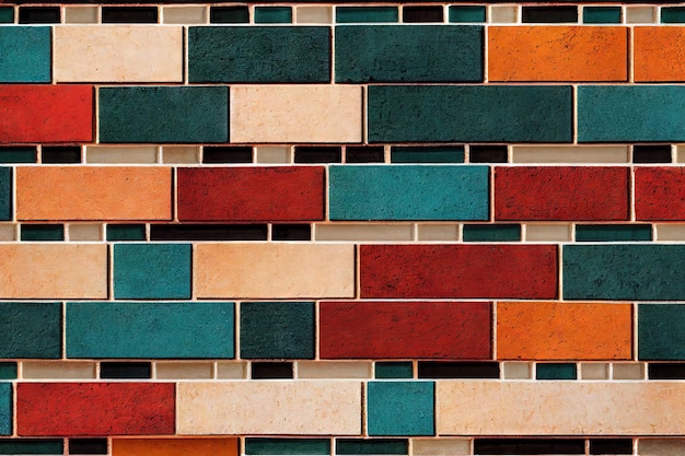 Big and small colorful textured bricks pattern