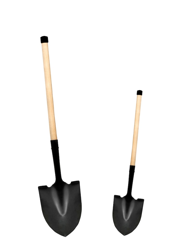 Photo big and small shovels ribbon