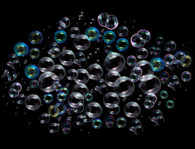 Big and small water bubbles , effervescent drinks. underwater air bubbles