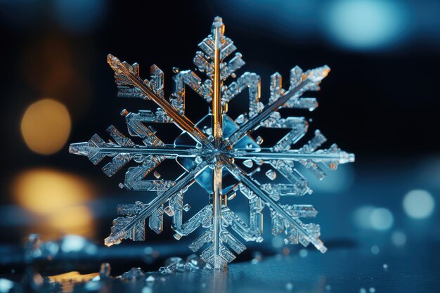 Foto grandi fiocchi di neve in primo piano, nevicate invernali e simbolo del capodanno