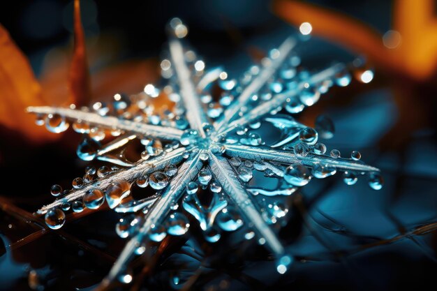 Photo big snowflake closeup winter snowdrifts and new year's symbol