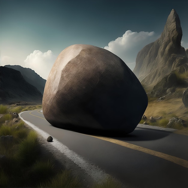 Big stone on the road