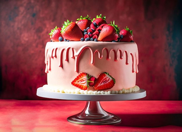 big strawberry cake