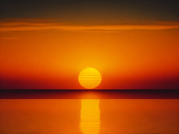 Большой восход солнца в золотой час на озере