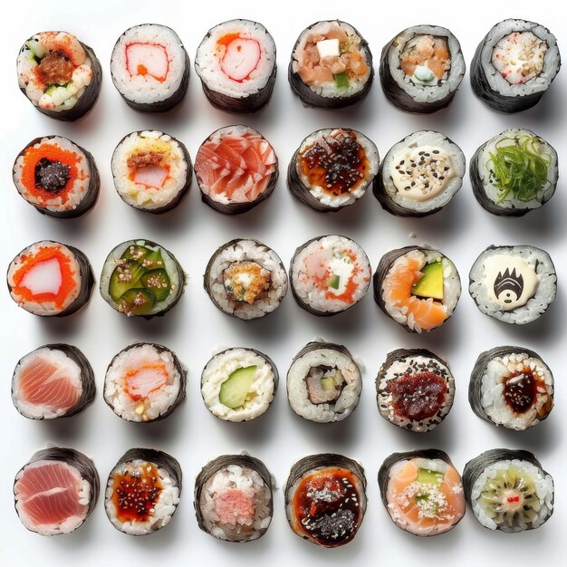 Big sushi set seafood rolls asian food collection assorted rolls and nigiri susi japanise maki sushi