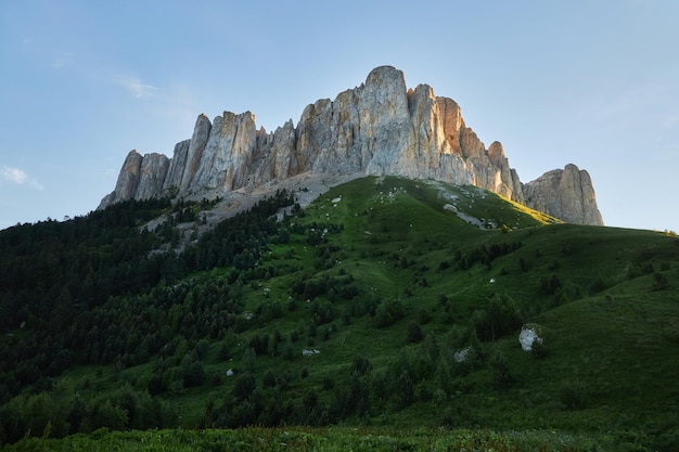 Big Thach mountain range Summer landscape Mountain with rocky peak Russia Republic of Adygea Big Thach Nature Park Caucasus