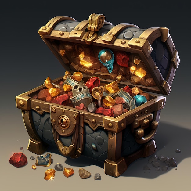 big treasure chest cartoon illustration rendering