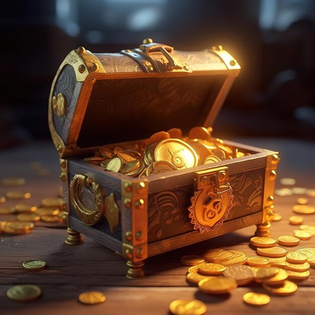 big treasure chest cartoon illustration rendering