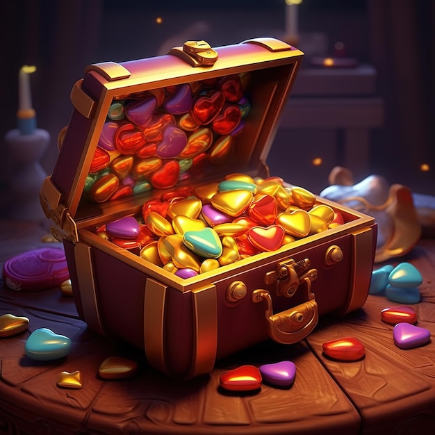 big treasure chest cartoon illustration rendering