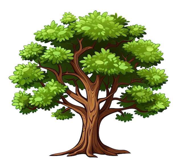 Big tree isolated on white background Cartoon style Vector illustration