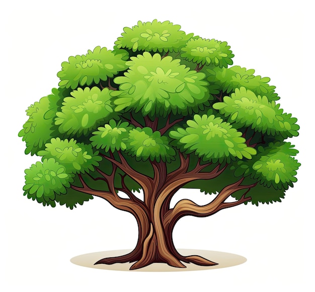 Photo big tree isolated on white background cartoon style vector illustration